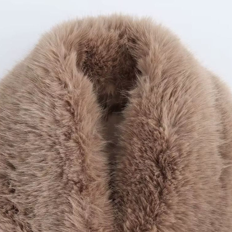 zellvo|Chic women's fur collar outerwear coat for autumn and winter