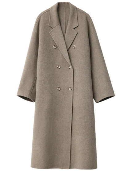 zellvo|Women's classic long wool blend coat for cold weather fashion