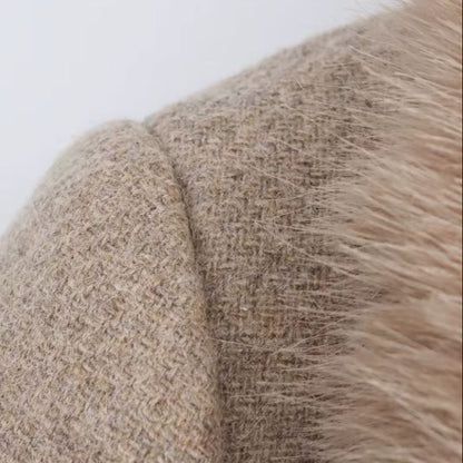 zellvo|Women's long winter coat with fur collar and flattering belted waist