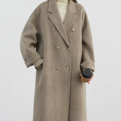 zellvo|Women's long wool blend coat for stylish autumn and winter outfits