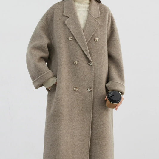 zellvo|Women's long wool blend coat for stylish autumn and winter outfits
