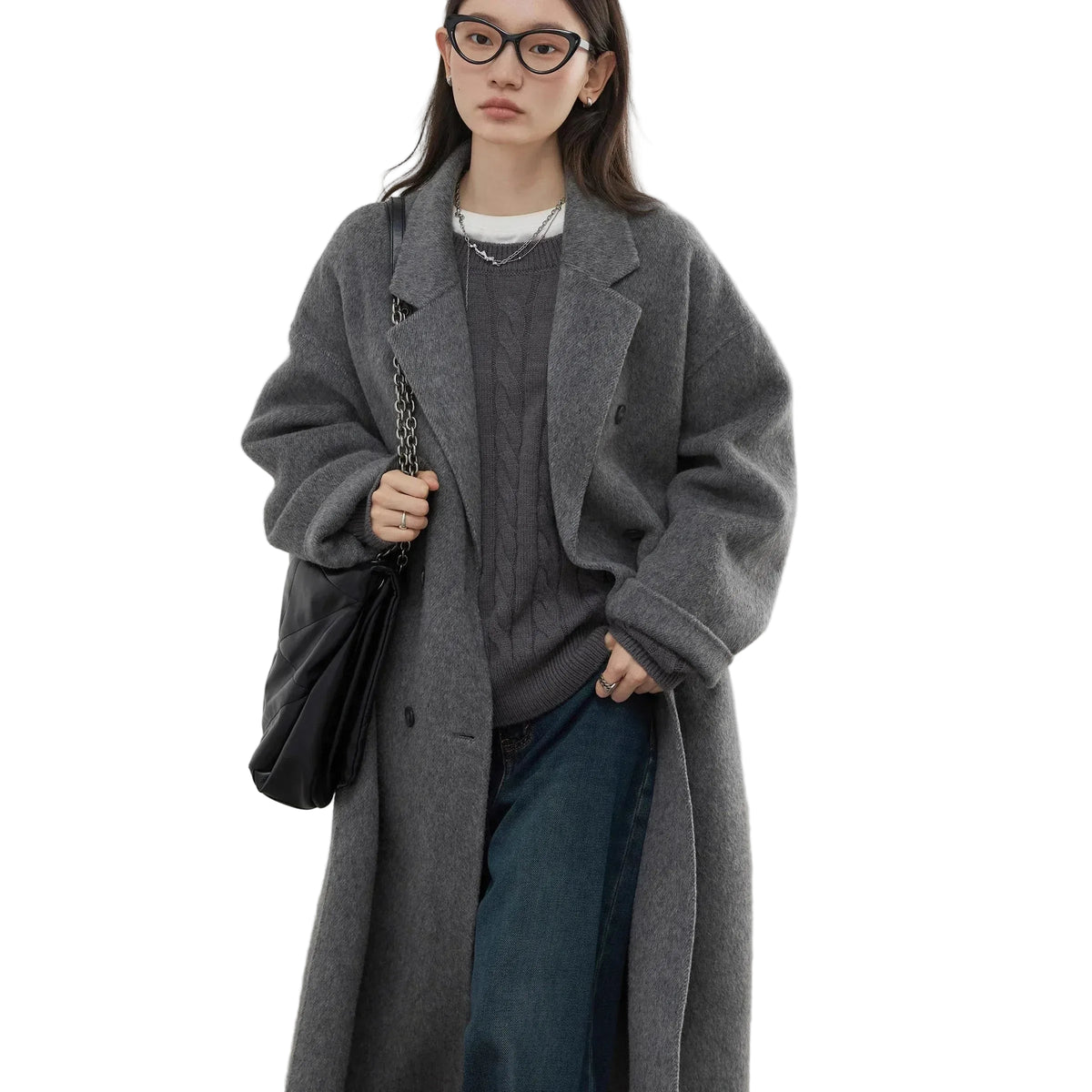 zellvo|Women's wool blend long coat elegant winter fashion outerwear